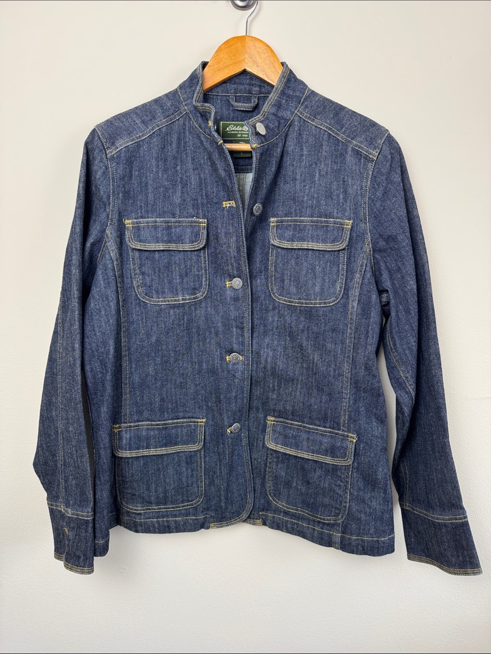 Eddie Bauer Mock Neck Denim Jacket. Size Large.
